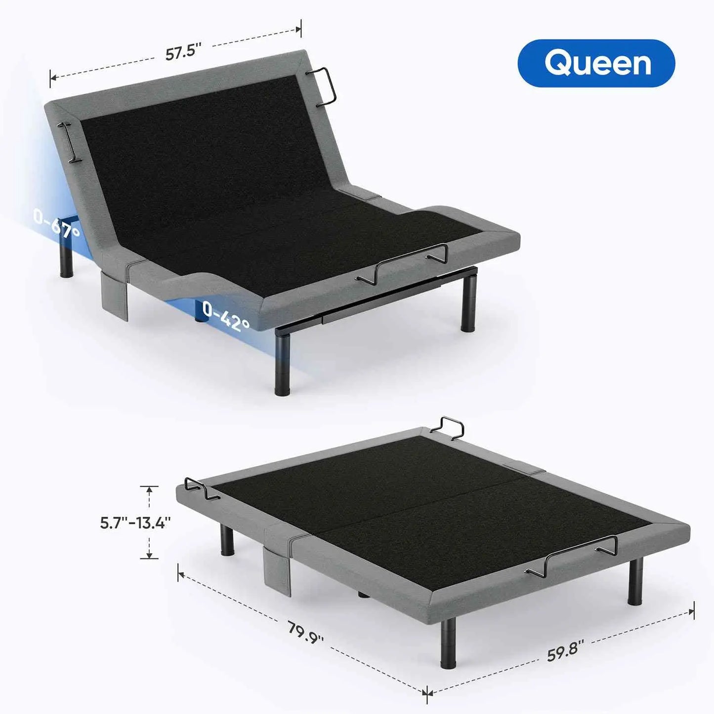 Verpal Queen Adjustable Bed Frame with Zero Gravity and Wireless Remote Verpal