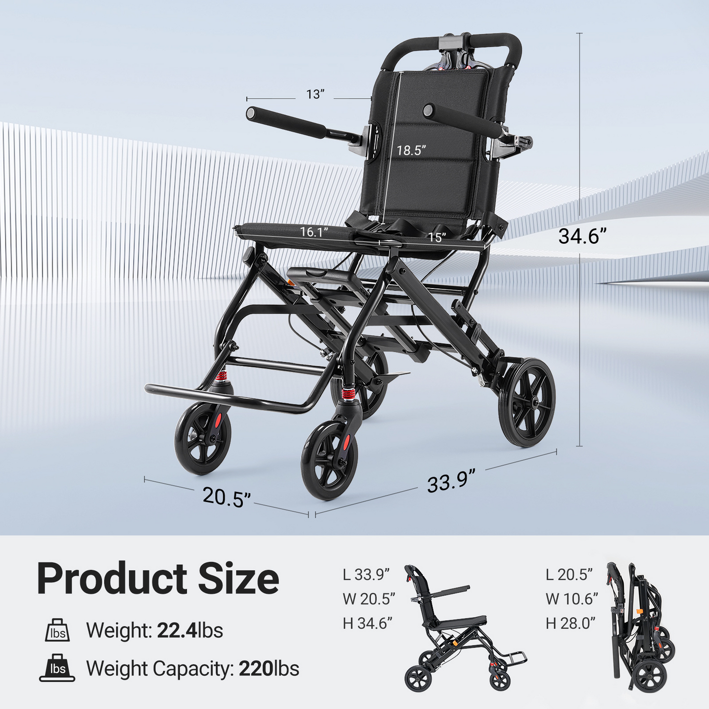 Verpal Travel Friendly Flexible Manual Wheelchair DH01413