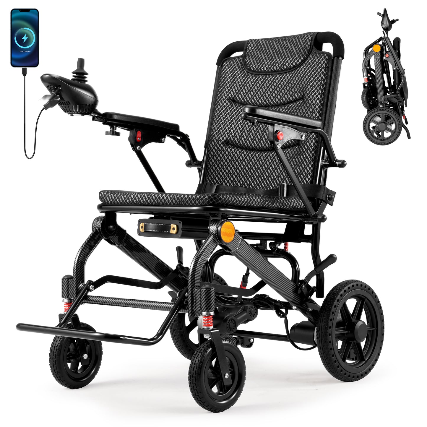 Verpal Long-Range Lightweight Electric Wheelchair with Powerful Motor E100Y