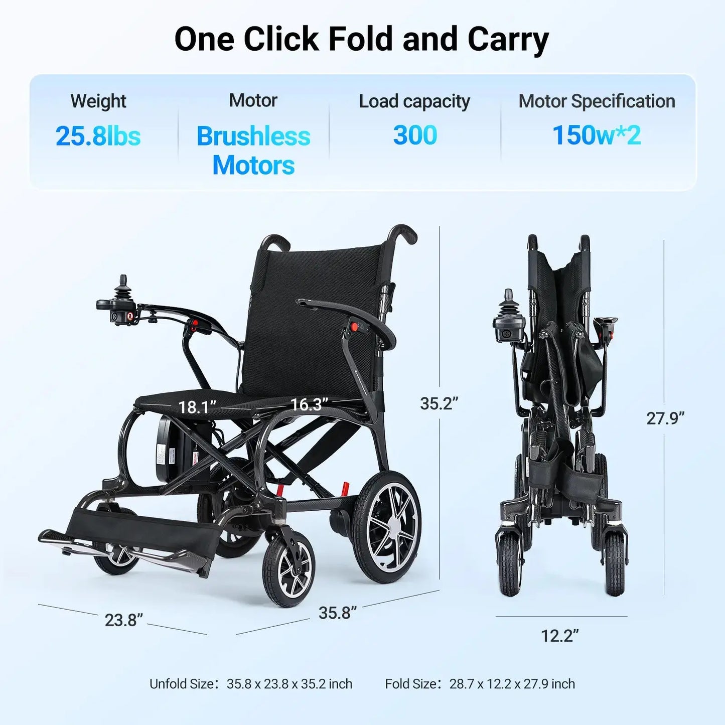 Verpal Lightest-In-Class Carbon Fiber Electric Wheelchair 6101 VERPAL
