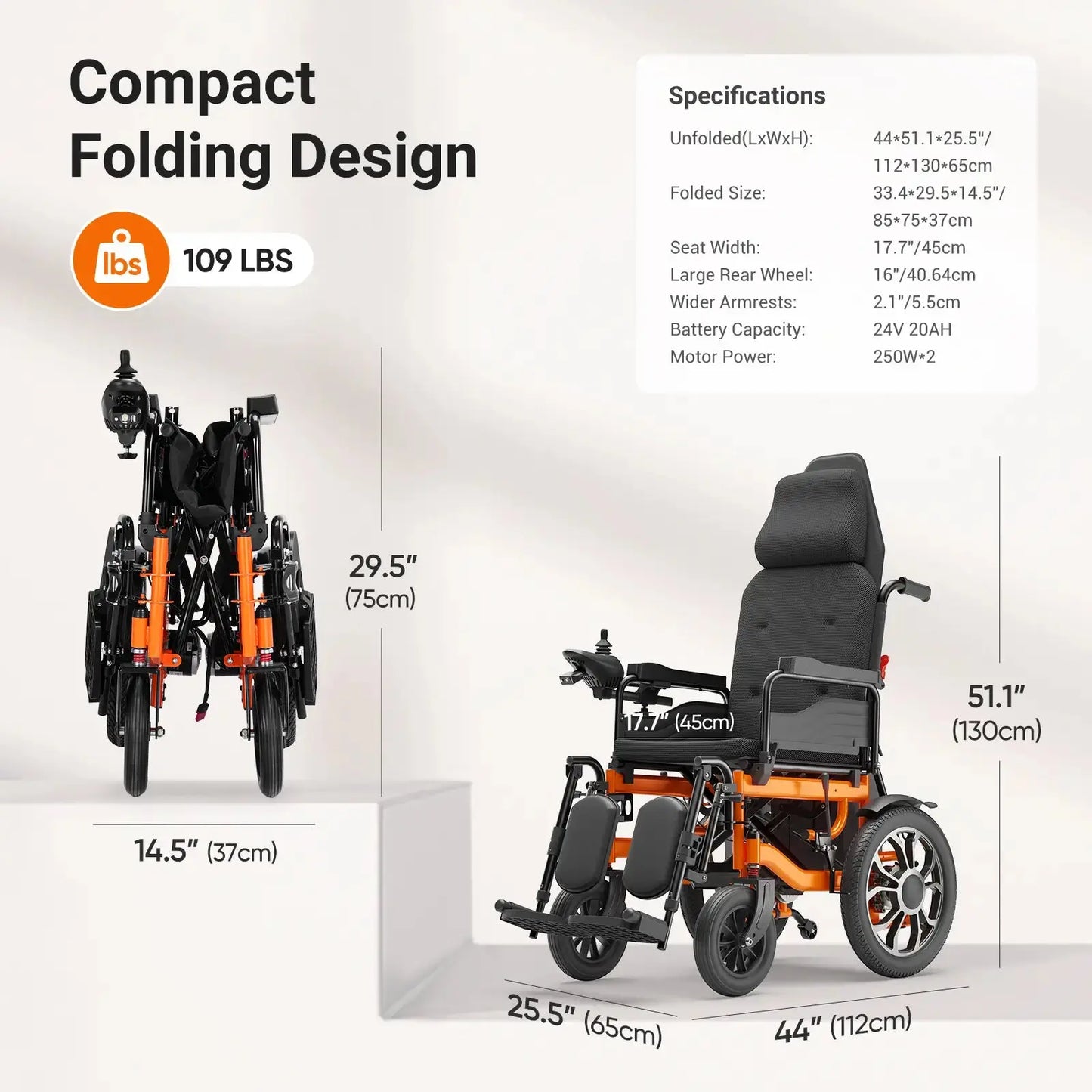 Verpal 160° Adjustable Backrest Reclining Electric Wheelchair E310S VERPAL