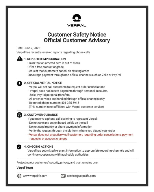Verpal Official Customer Alert: How to Verify Authorized Channels