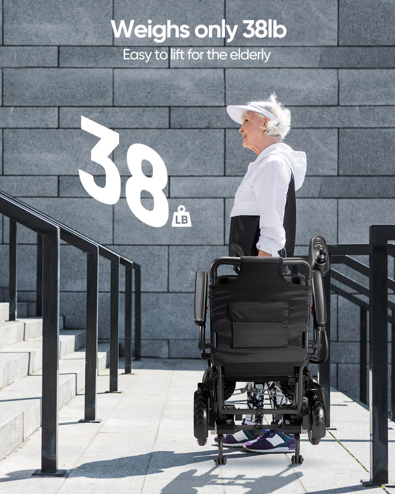 Load image into Gallery viewer,VERPAL Super Lightweight Electric Wheelchair A03D—【38lbs, Intelligent Folding Electric Wheelchair,Travel Size,Airline Approved,All Terrain】
