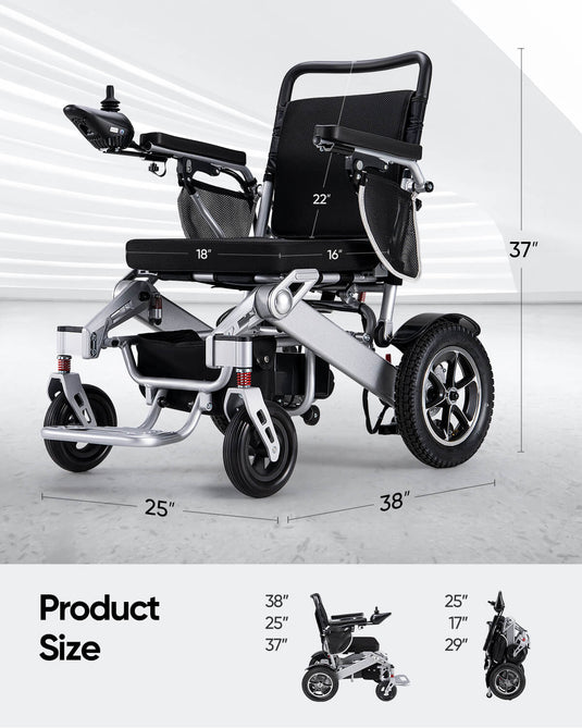 VERPAL Lightweight Intelligent Folding Power Wheelchair YL9000—【500W Dual Motors,25 Miles Longer Range, All Terrain,Motorized Wheelchair】