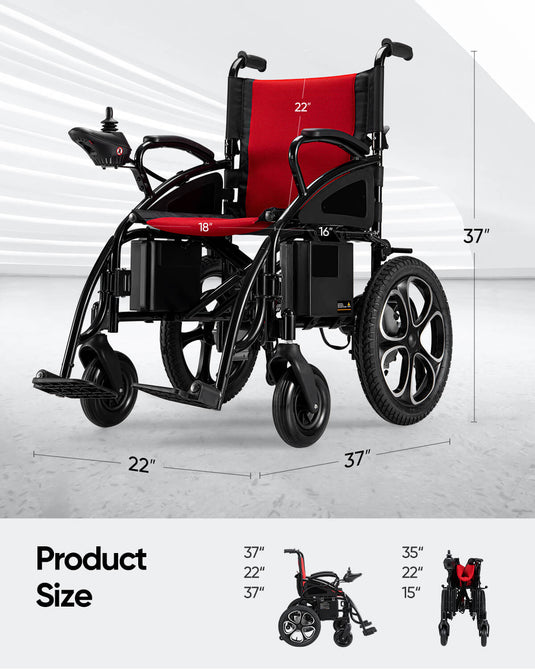 VERPAL Foldable Electric Wheelchair W5213—【500W Dual Motors,Up to 20 Mile Range,All Terrain Motorized Wheelchair】