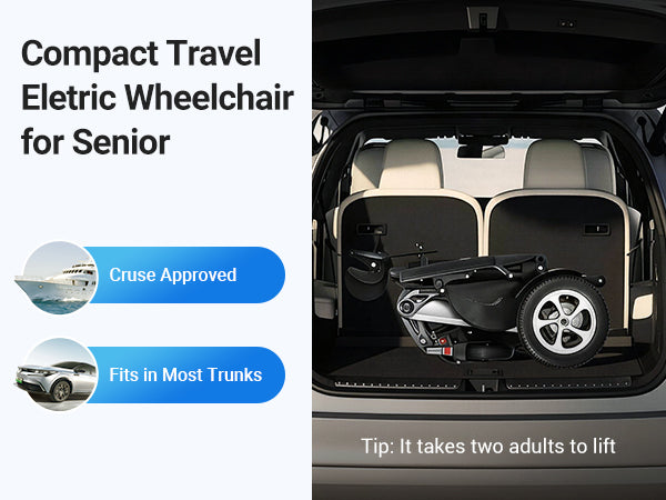 Foldable wheelchair stored in a car trunk
