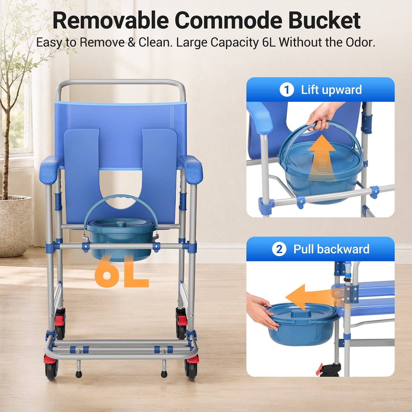 Verpal 4-in-1 Shower Commode Wheelchair – Safe Toilet, Shower & Transfer Chair for Seniors and Caregivers