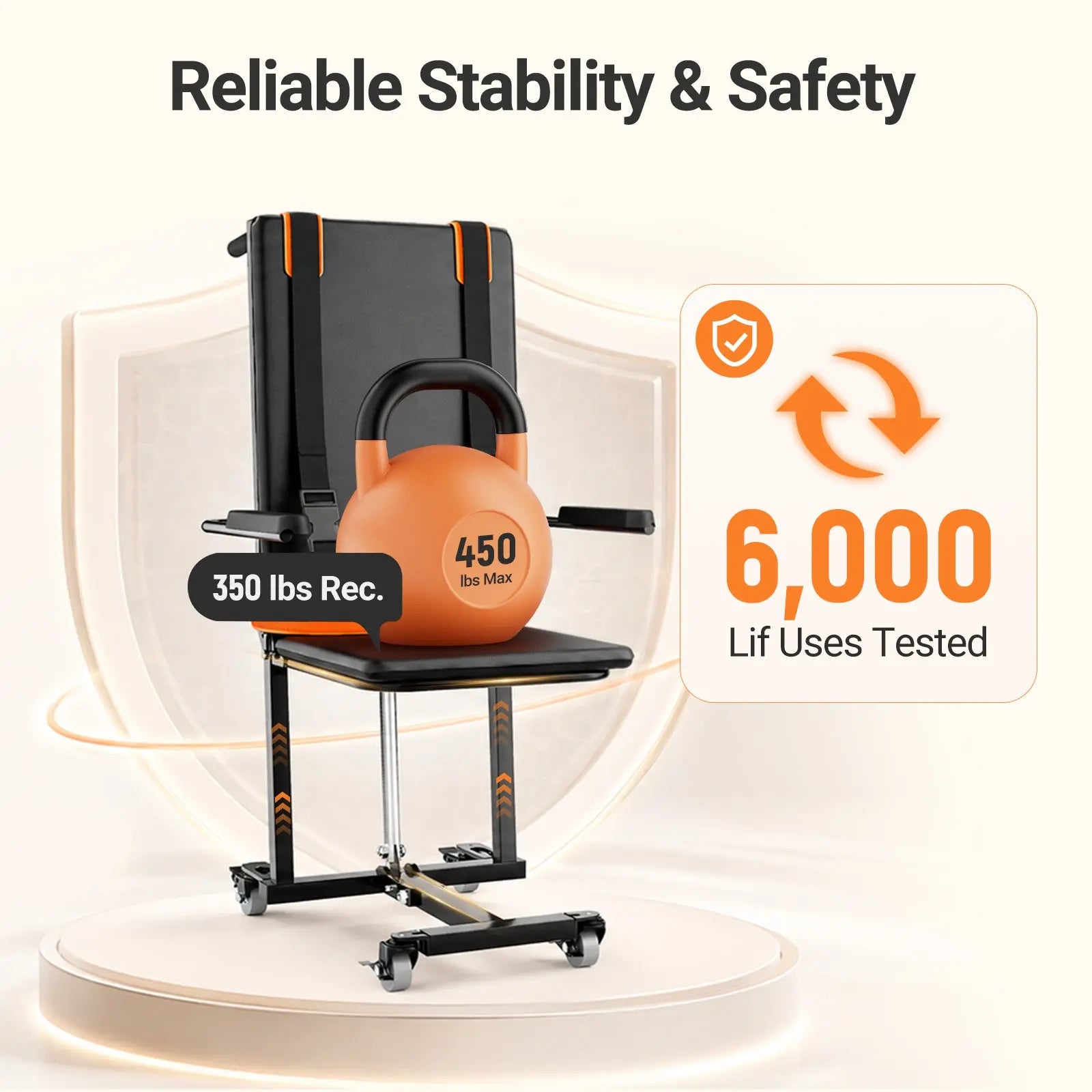 Verpal Caregiver-friendly Heavy-Duty 450lbs 4-Wheel Non-Slip Electric Chair Lift VERPAL