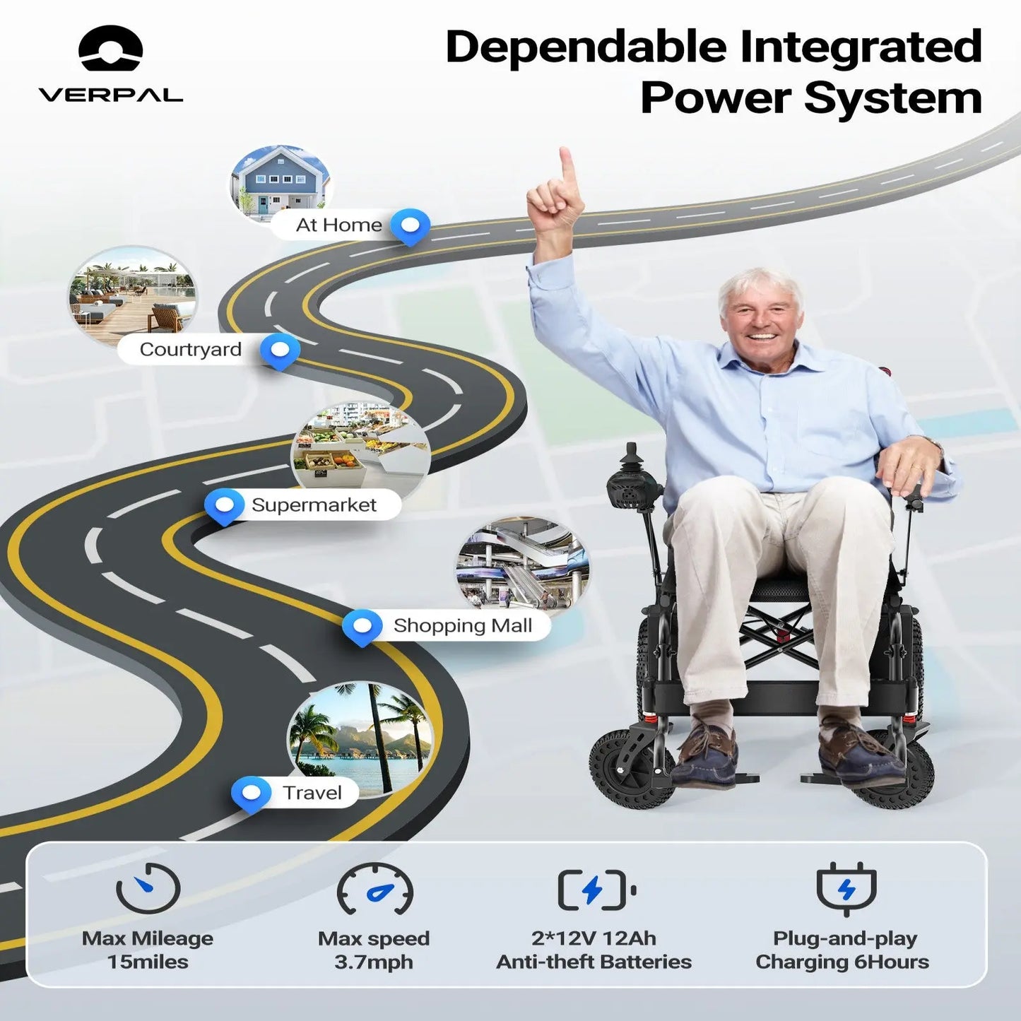 Verpal E310H Folding Heavy-Duty Electric Wheelchair Verpal
