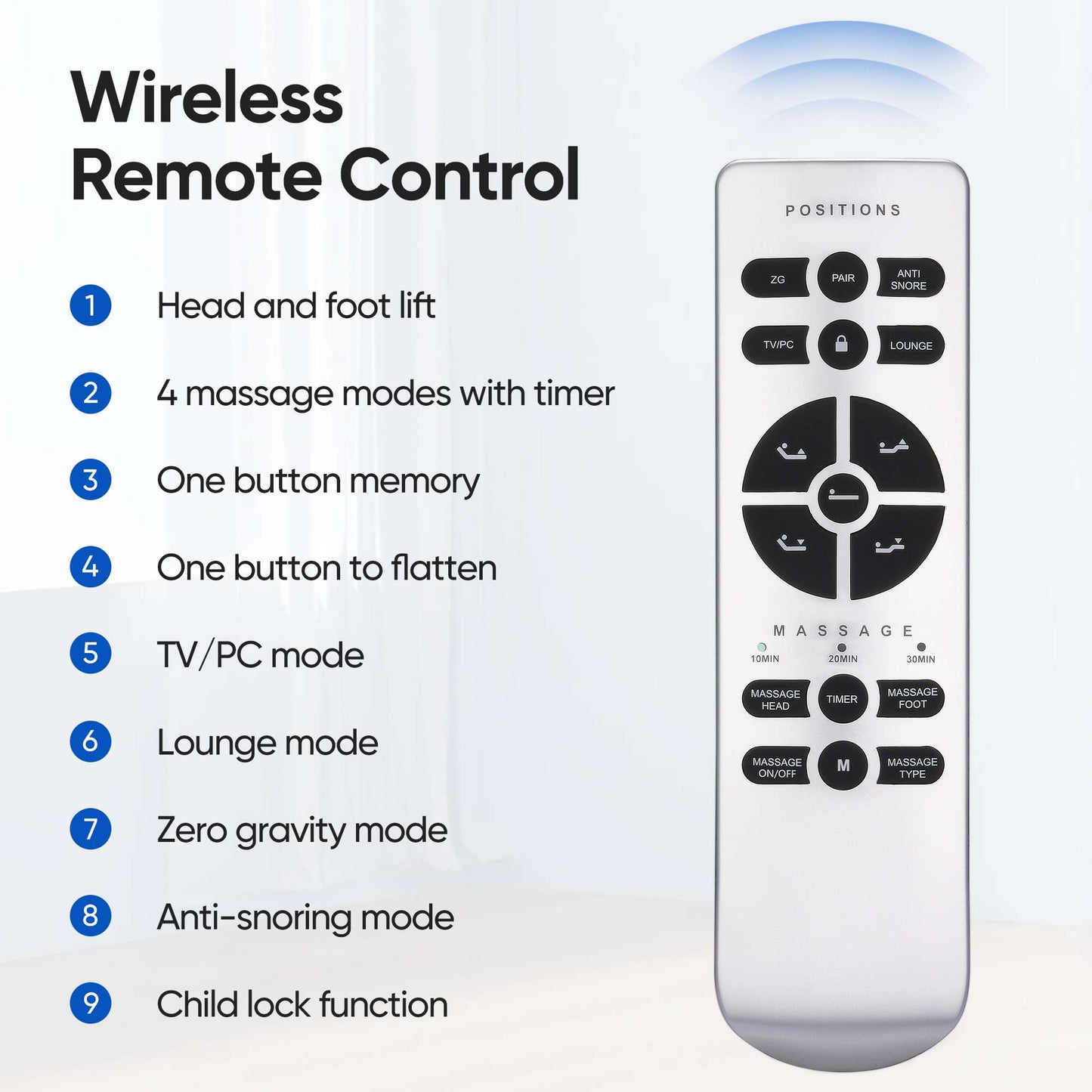 Verpal Zero Gravity Adjustable Bed Frame with Massage and Wireless Remote