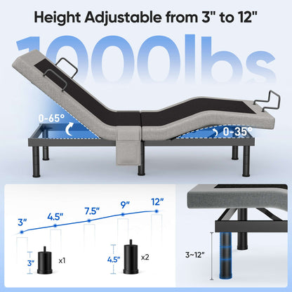 Verpal Zero Gravity Adjustable Bed Frame with Massage and Wireless Remote