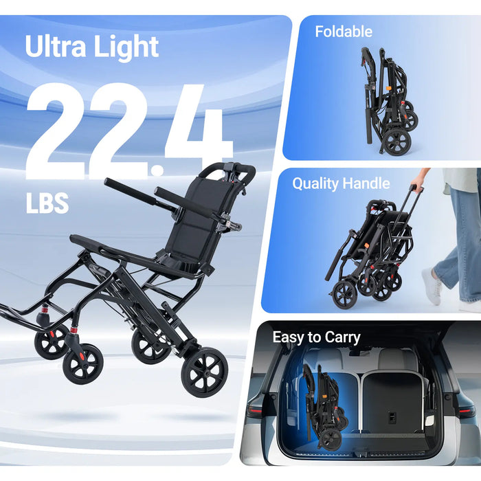 Verpal Ultra Lightweight Transport Wheelchair for Adults with Telescopic Handle DH01413 Verpal