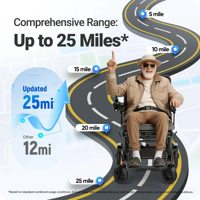 Verpal K04 electric wheelchair with pressure relief wide seat and 25 mile travel range