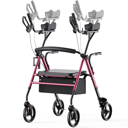 Verpal Dual-Use Upright Rollator Walker with Seat C1334A
