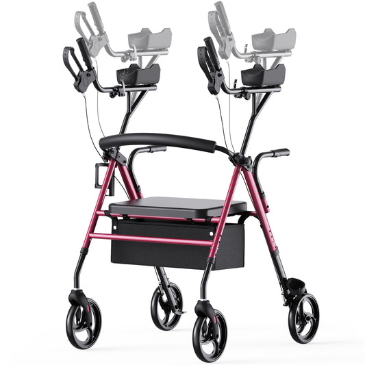Verpal Dual-Use Upright Rollator Walker with Seat C1334A