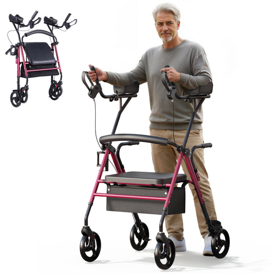 Verpal Dual-Use Upright Rollator Walker with Seat C1334A
