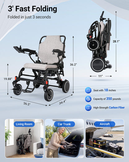 Verpal Wireless Charging and LCD Display  Electric Wheelchair DC01 VERPAL