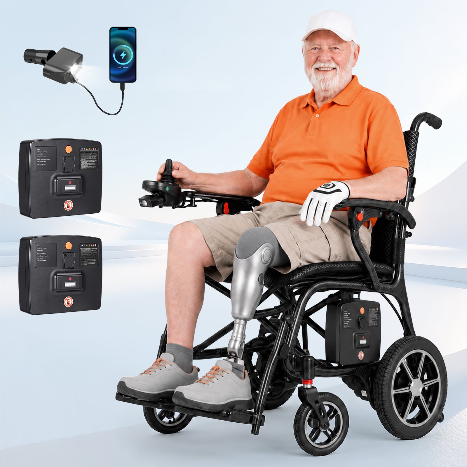 Verpal Ultra Lightweight Carbon Fiber Electric Wheelchair with Caregiver Remote Control VERPAL