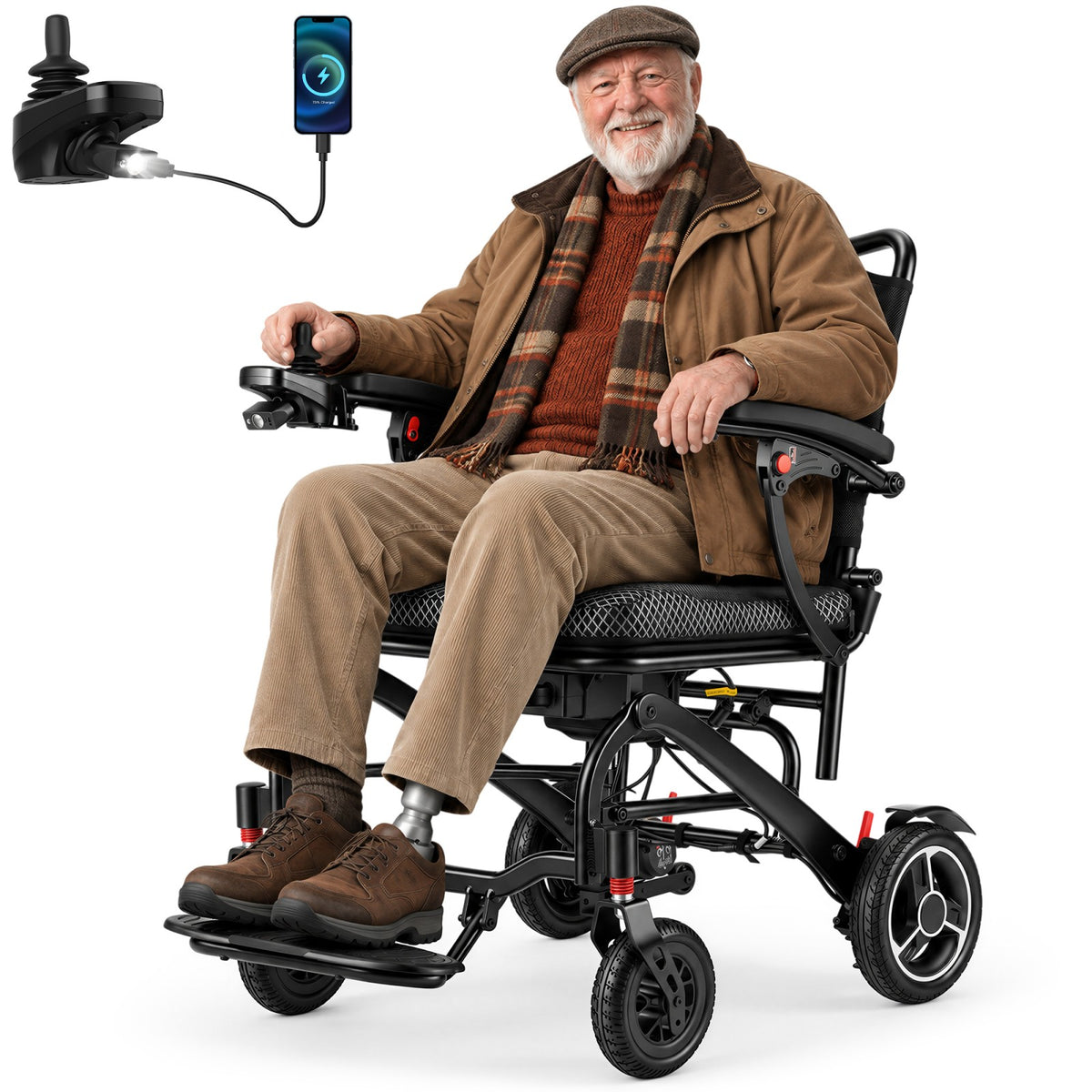 Verpal Comfort Lightweight Carbon Fiber Electric Wheelchair with Airline-approved