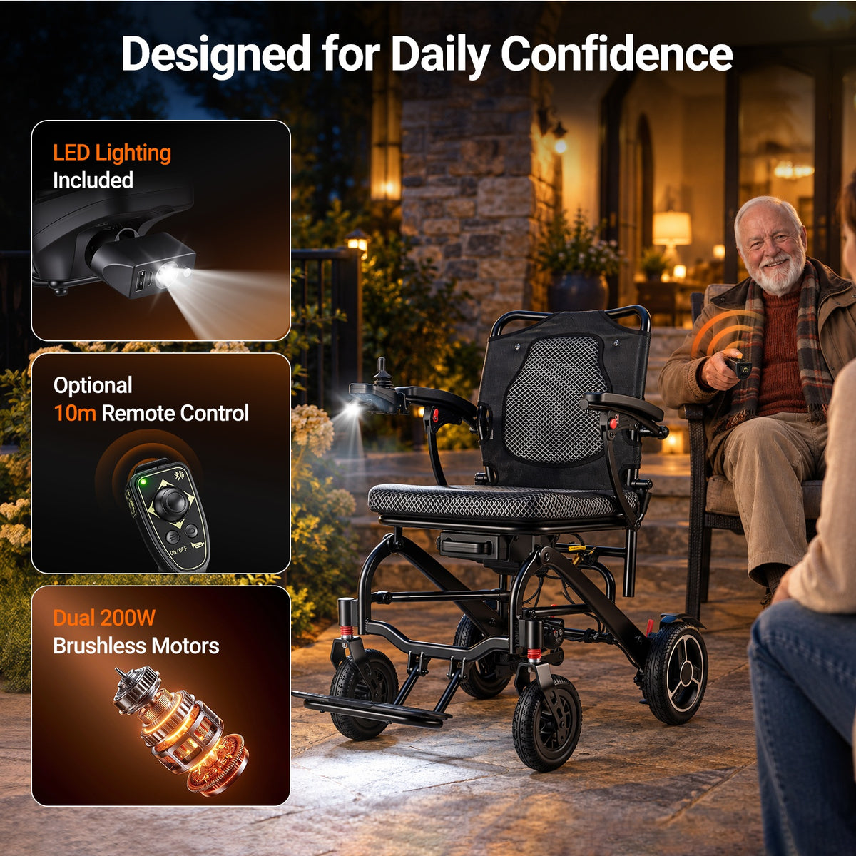 Verpal Comfort Lightweight Carbon Fiber Electric Wheelchair with Airline-approved