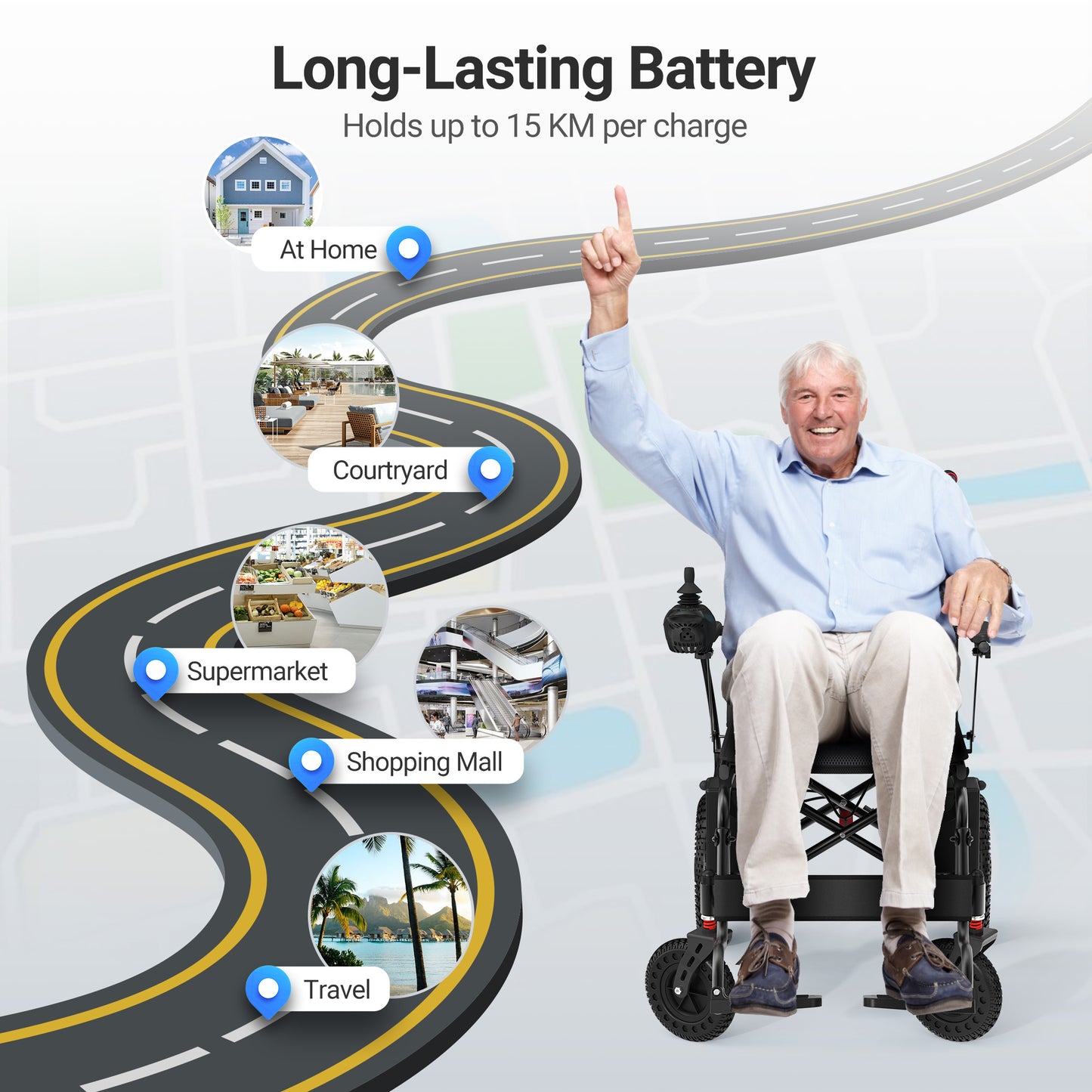 Verpal Foldable  Long Range Lightweight Power Wheelchair E310H