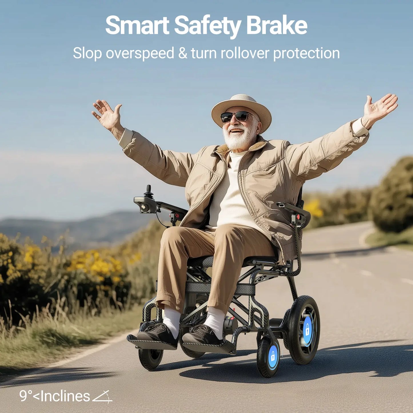 Verpal Motor Upgrade Lightweight Carbon Fiber Power Wheelchair HC820N