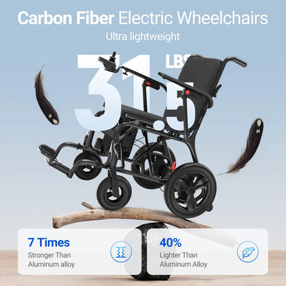 Verpal Motor Upgrade Lightweight Carbon Fiber Power Wheelchair HC820N