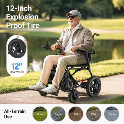 Verpal Motor Upgrade Lightweight Carbon Fiber Power Wheelchair HC820N