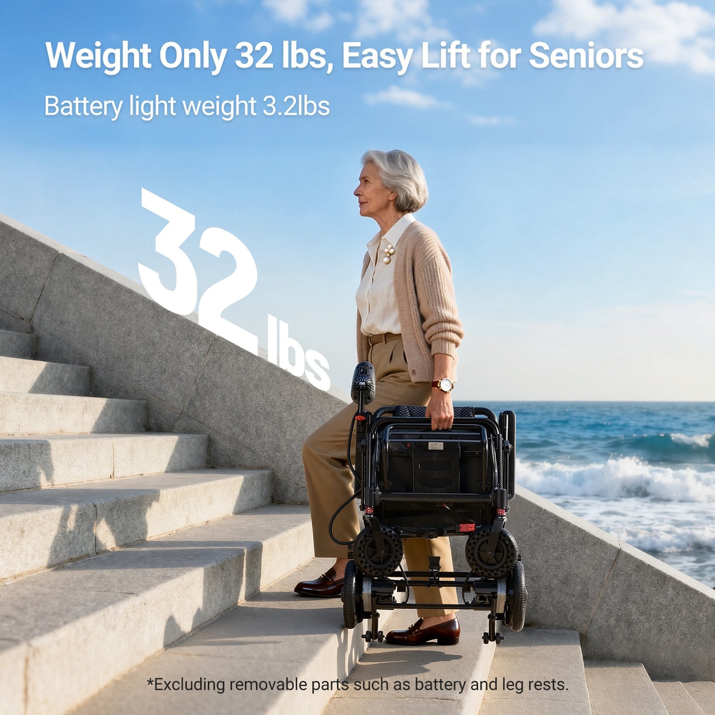 Verpal Upgrade Airline-Approved Lightweight Folding Electric Wheelchair A406