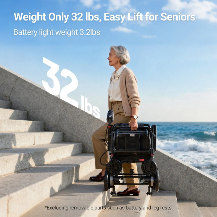 Verpal A406 lightweight foldable electric wheelchair 32 lbs easy to lift