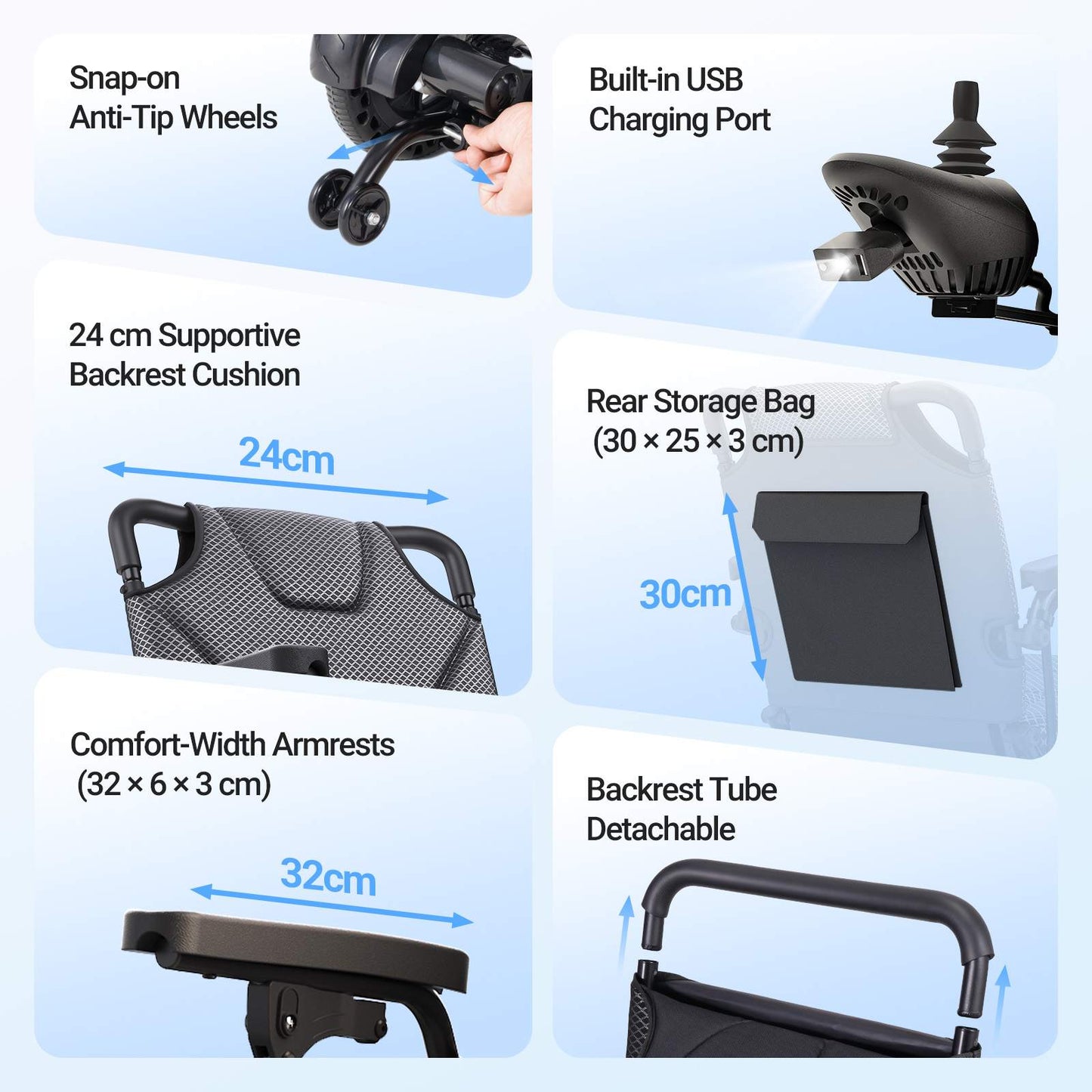 Verpal Upgrade Airline-Approved Lightweight Folding Electric Wheelchair A406