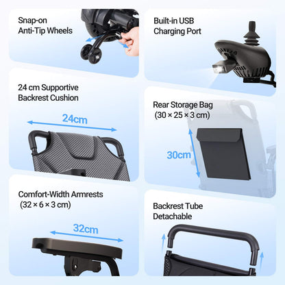 Verpal Upgrade Airline-Approved Lightweight Folding Electric Wheelchair A406