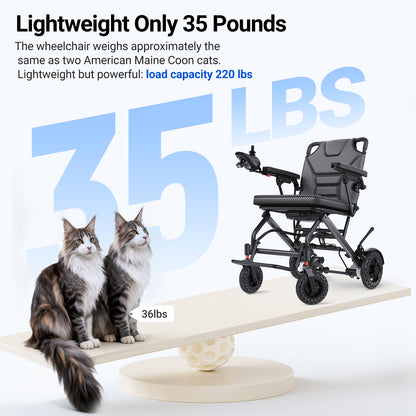 Verpal Wider Seat Lightweight Foldable Electric Wheelchair A04D