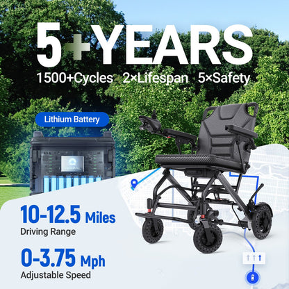 Verpal Wider Seat Lightweight Foldable Electric Wheelchair A04D