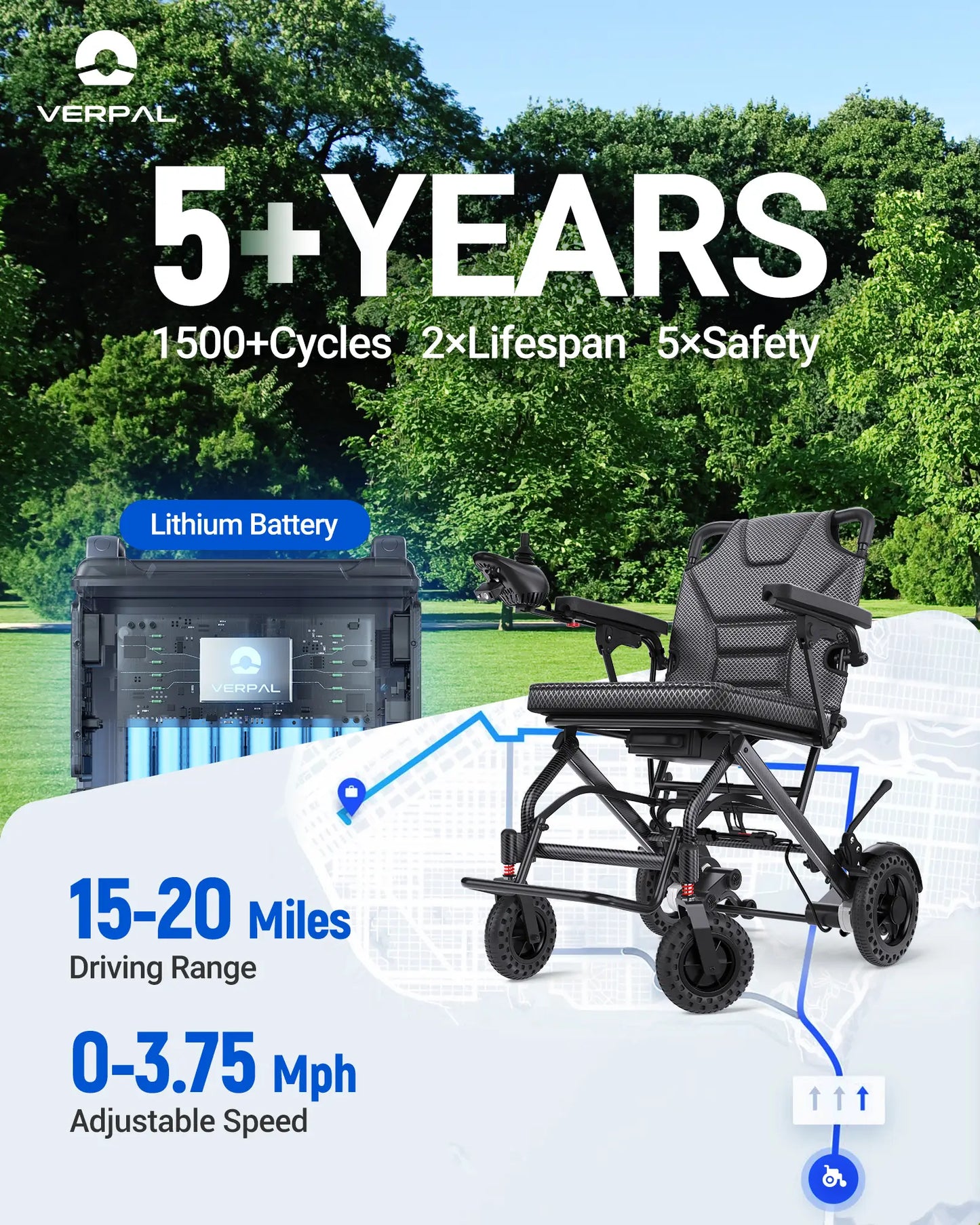 Verpal Travel Size Lightweight Folding Electric Wheelchair K04