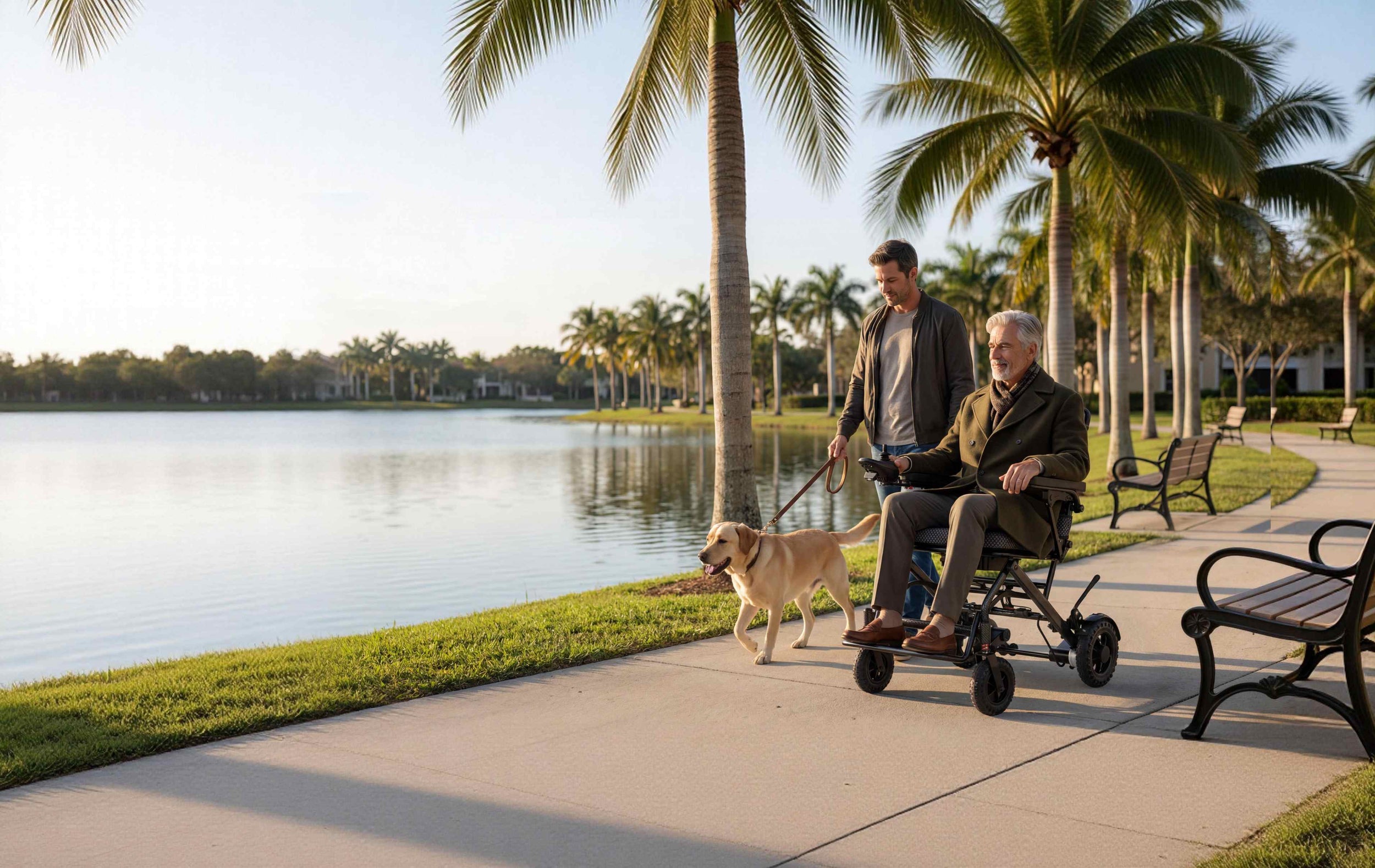 Senior using mobility aid outdoors