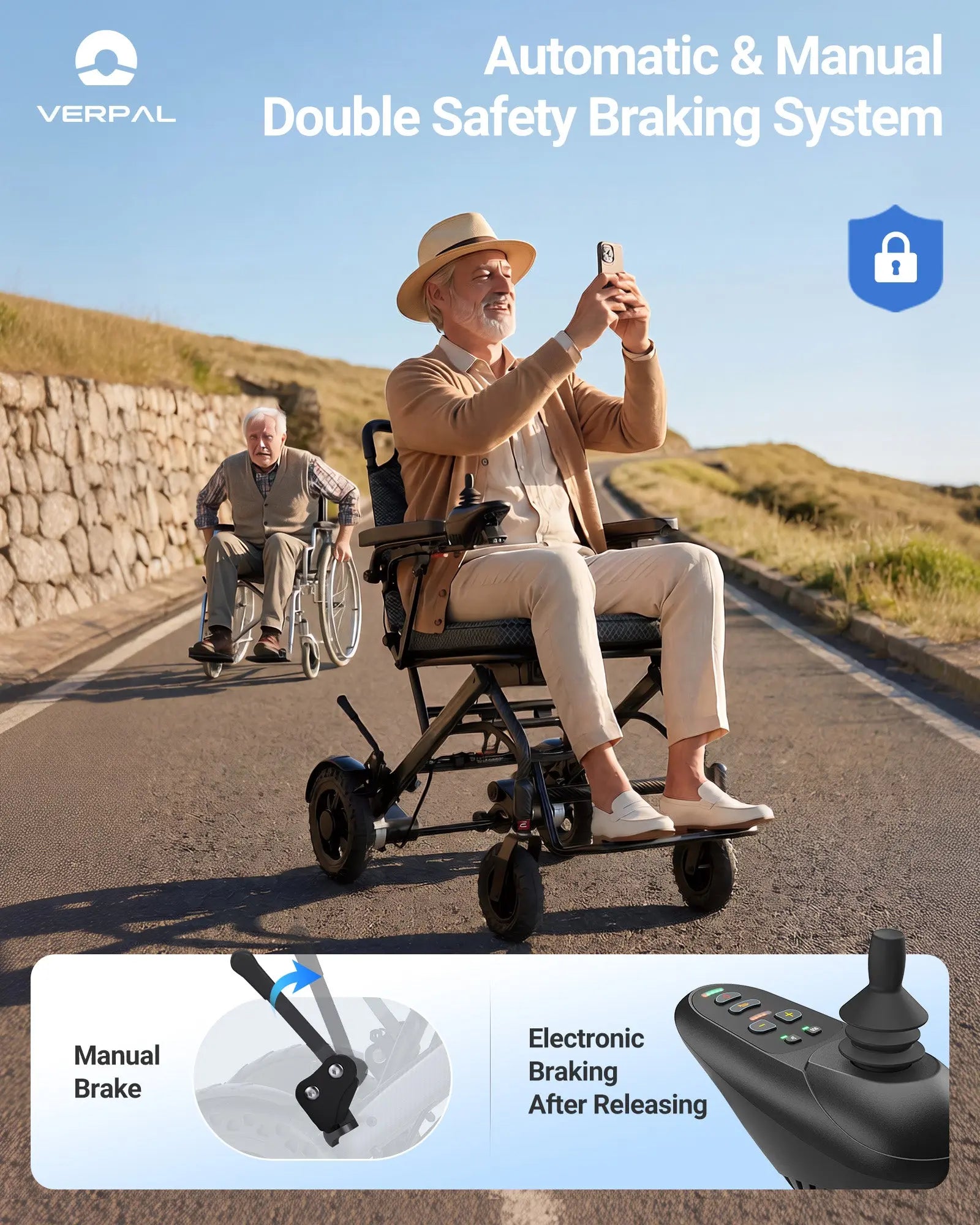 Verpal Wide-Seat Comfort Fast-Fold Electric Wheelchair Capacity  12AH 18.5" Seat -  K04 Verpal