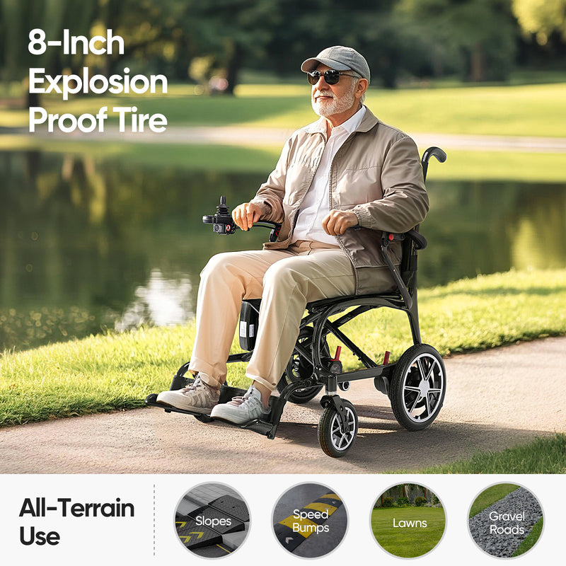 Load image into Gallery viewer,VERPAL Lightweight Carbon Fiber Electric Wheelchair 6101—【Only 25.8lbs,Intelligent Folding,All Terrain,Airline Approved】
