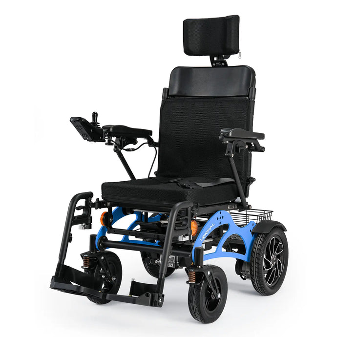 VERPAL Reclining Foldable Electric Wheelchairs D08—【Longest Range 15 Miles,Airline Approved,Dual 10AH Lithium Batteries,500W Motor】