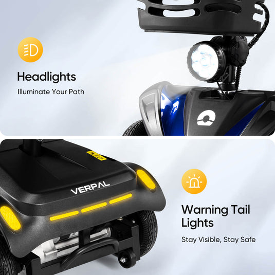 VERPAL 4 Wheel Scooter YL07—【Long Range, Smart Safety Features, Rotating Seat, LED Headlights, All-Terrain, Travel-Friendly】