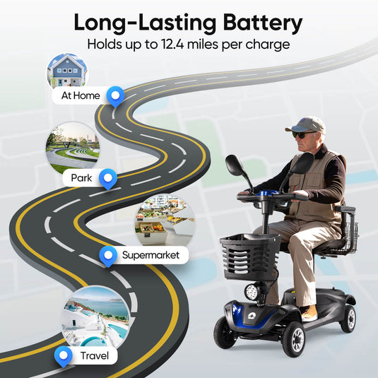 VERPAL 4 Wheel Scooter YL07—【Long Range, Smart Safety Features, Rotating Seat, LED Headlights, All-Terrain, Travel-Friendly】