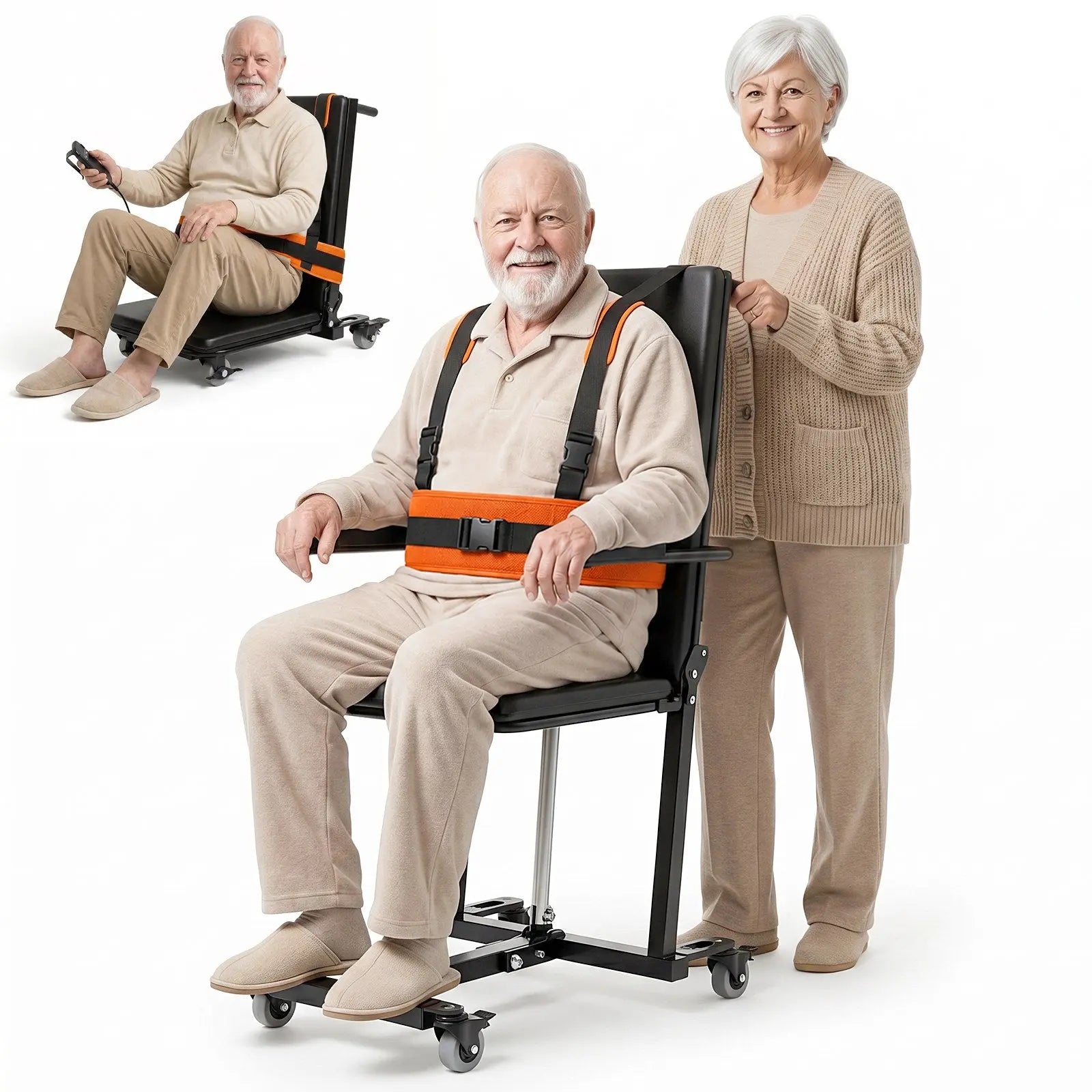 Verpal Caregiver-friendly Heavy-Duty 450lbs 4-Wheel Non-Slip Electric Chair Lift VERPAL