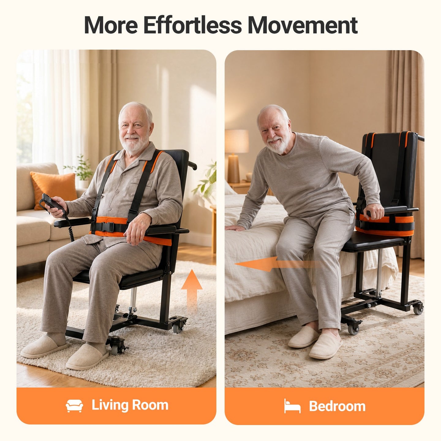 Adjustable height transfer chair for safer bathroom bedside wheelchair and home mobility transfers