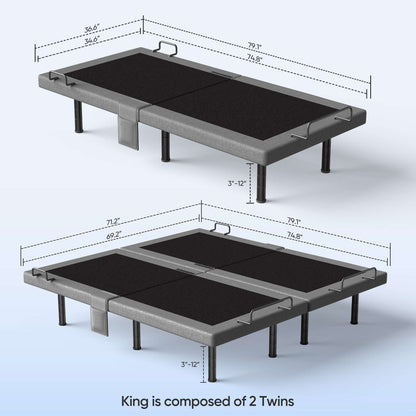 Verpal Zero Gravity Adjustable Bed Frame with Massage and Wireless Remote